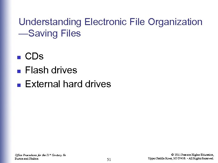 Understanding Electronic File Organization —Saving Files n n n CDs Flash drives External hard