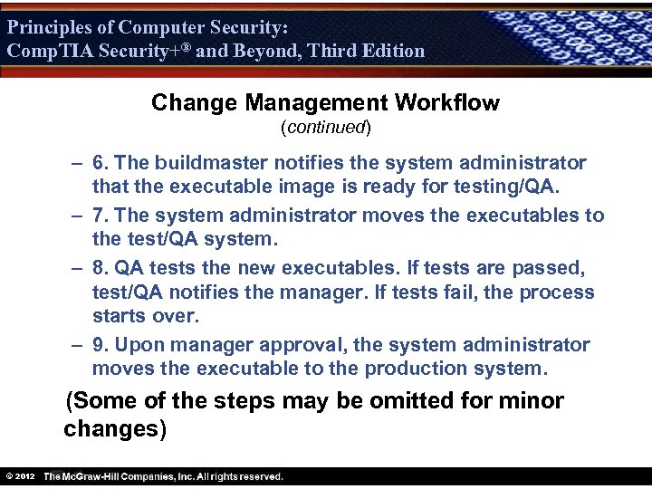 Principles of Computer Security: Comp. TIA Security+® and Beyond, Third Edition Security+ Change Management