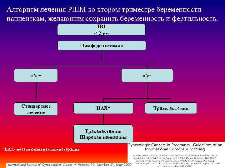 Алгоритм лечения РШМ во втором триместре беременности пациенткам, желающим сохранить беременность и фертильность. IB