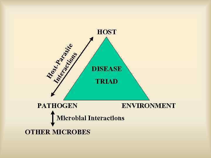 Ho In st-P ter ar ac asi tio te ns HOST PATHOGEN DISEASE TRIAD