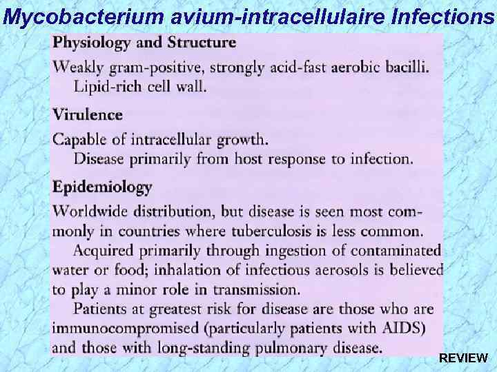 Mycobacterium avium-intracellulaire Infections REVIEW 