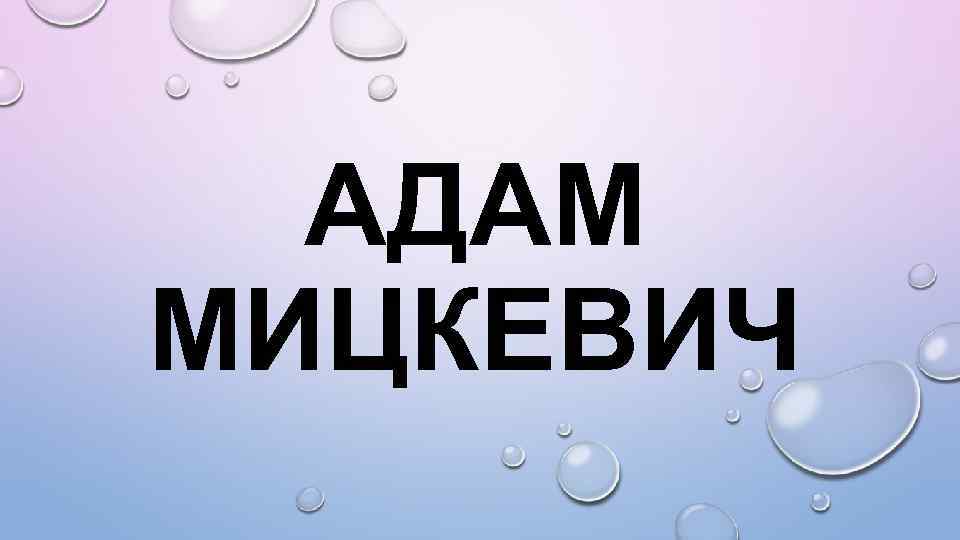 АДАМ МИЦКЕВИЧ 