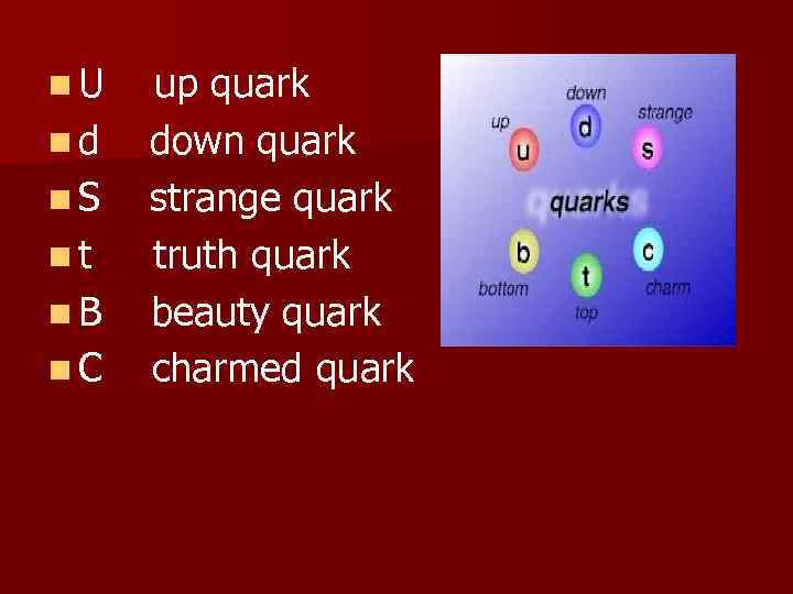 n. U nd n. S nt n. В n. С up quark down quark