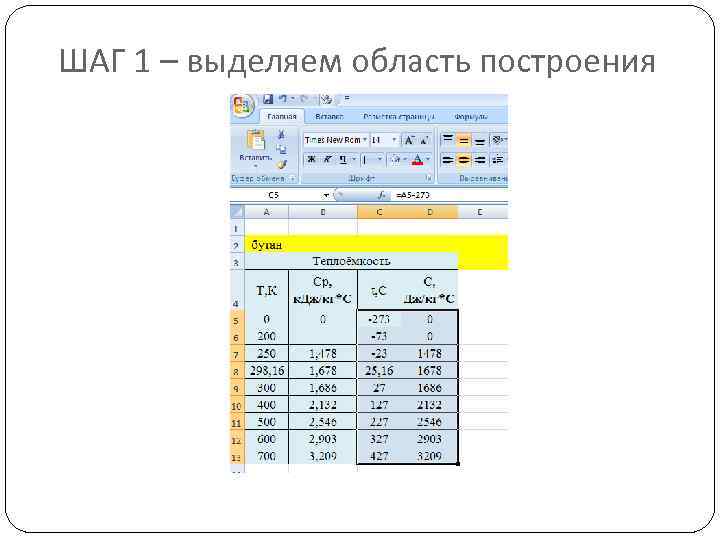 ШАГ 1 – выделяем область построения 