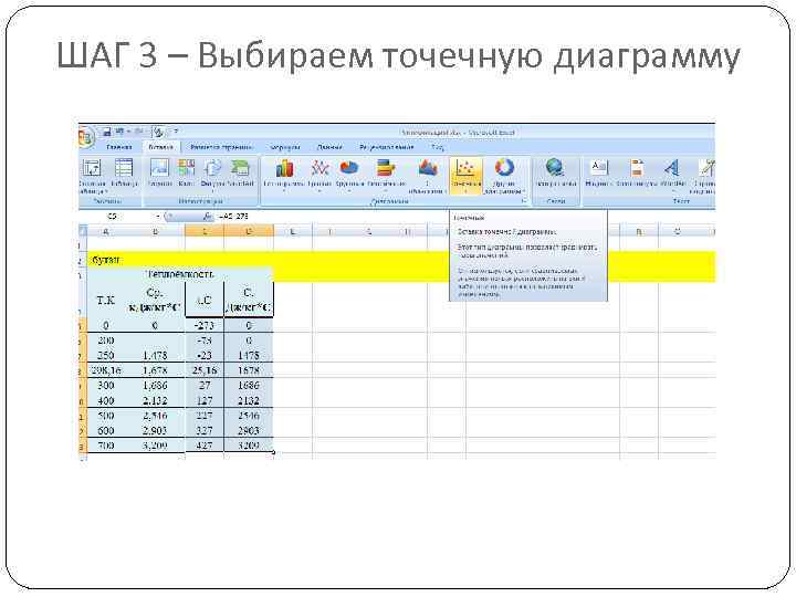 ШАГ 3 – Выбираем точечную диаграмму 