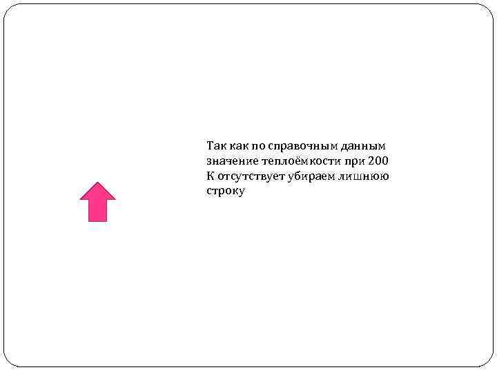 Так как по справочным данным значение теплоёмкости при 200 К отсутствует убираем лишнюю строку