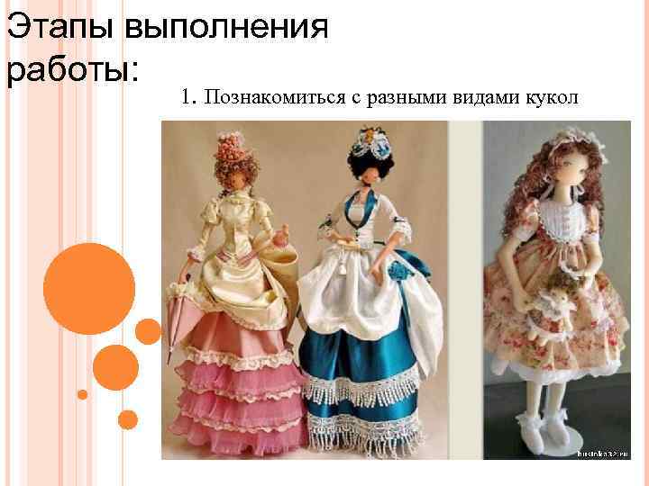 Этапы выполнения работы: 1. Познакомиться с разными видами кукол 