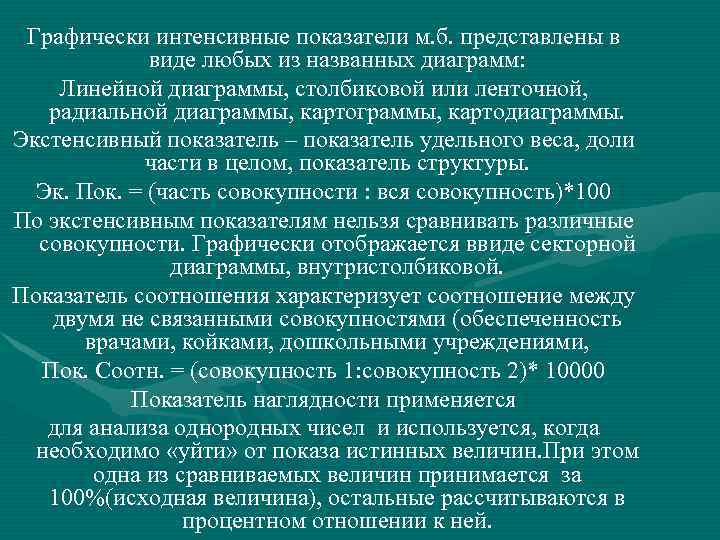 Интенсивный показатель. Интенсивные показатели графически. Интенсивный показатель это показатель который. Виды интенсивных показателей. Интенсивный и экстенсивный показатели в здравоохранении.