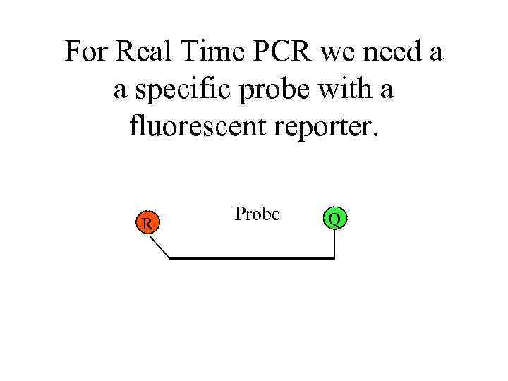 For Real Time PCR we need a a specific probe with a fluorescent reporter.