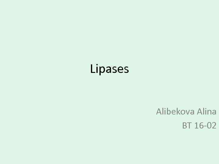 Lipases Alibekova Alina BT 16 -02 