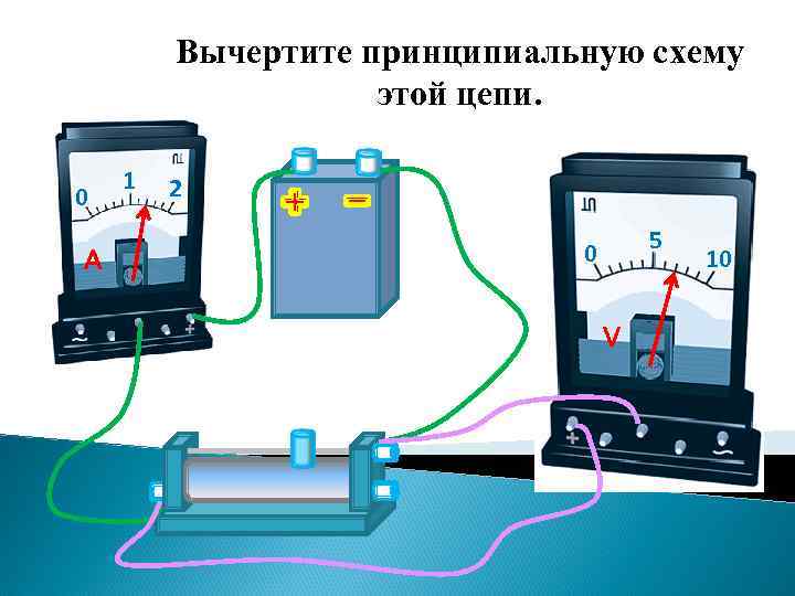 Вычертите принципиальную схему этой цепи. 0 A 1 2 5 0 V 10 