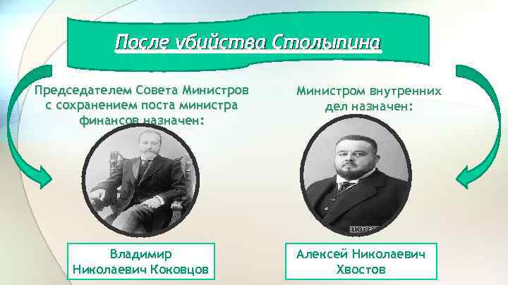 После убийства Столыпина Председателем Совета Министров с сохранением поста министра финансов назначен: Владимир Николаевич