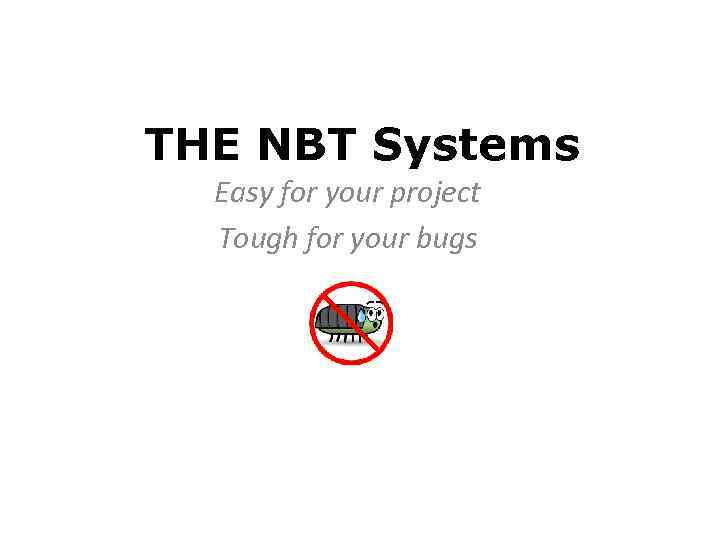 THE NBT Systems Easy for your project Tough for your bugs 