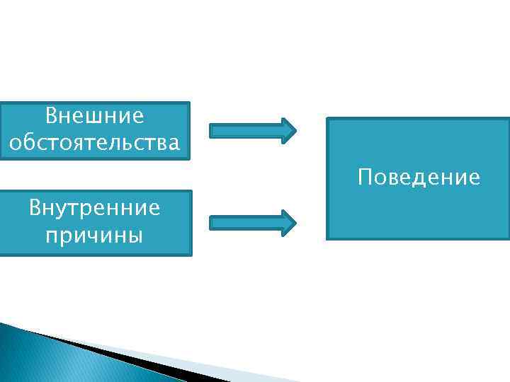 Внешние обстоятельства Внутренние причины Поведение 