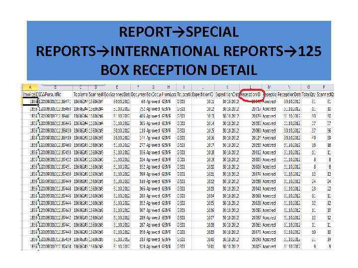 REPORT→SPECIAL REPORTS→INTERNATIONAL REPORTS→ 125 BOX RECEPTION DETAIL 