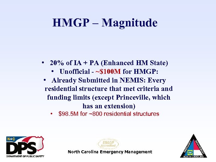 State Of North Carolina Hurricane Matthew HMGP Update