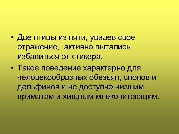  • Две птицы из пяти, увидев свое отражение, активно пытались избавиться от стикера.