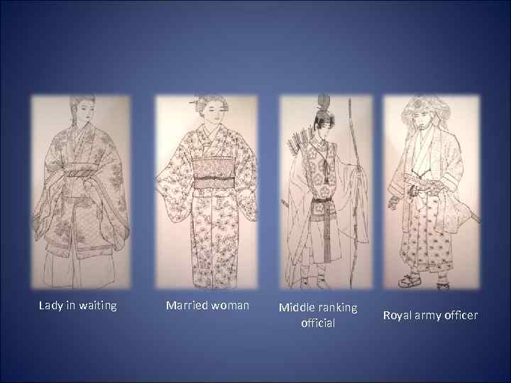 Lady in waiting Married woman Middle ranking official Royal army officer 