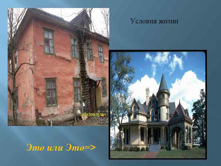 Условия жизни Это или Это=> 