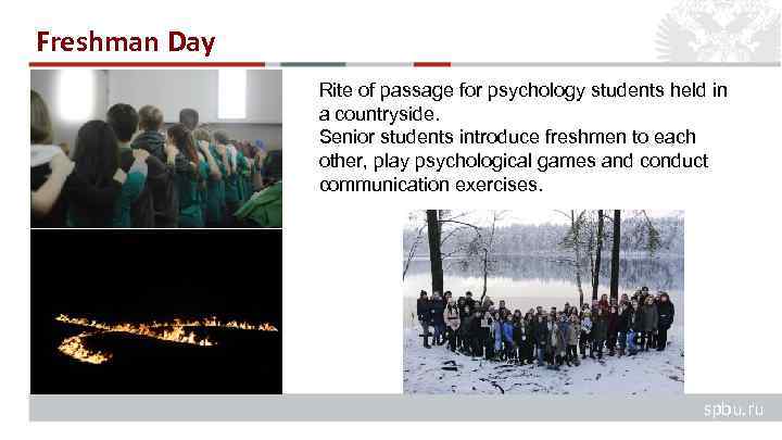 Freshman Day Rite of passage for psychology students held in a countryside. Senior students