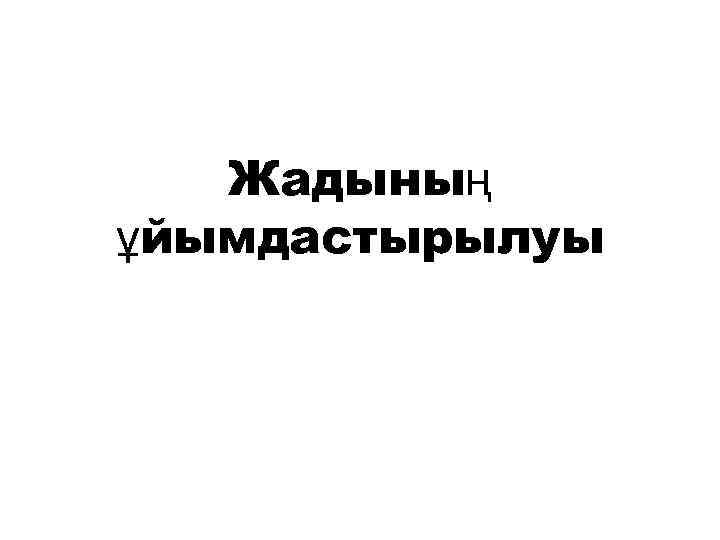 Жaдының ұйымдaстырылуы 