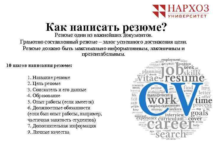 Как написать резюме? Резюме один из важнейших документов. Грамотно составленный резюме – залог успешного