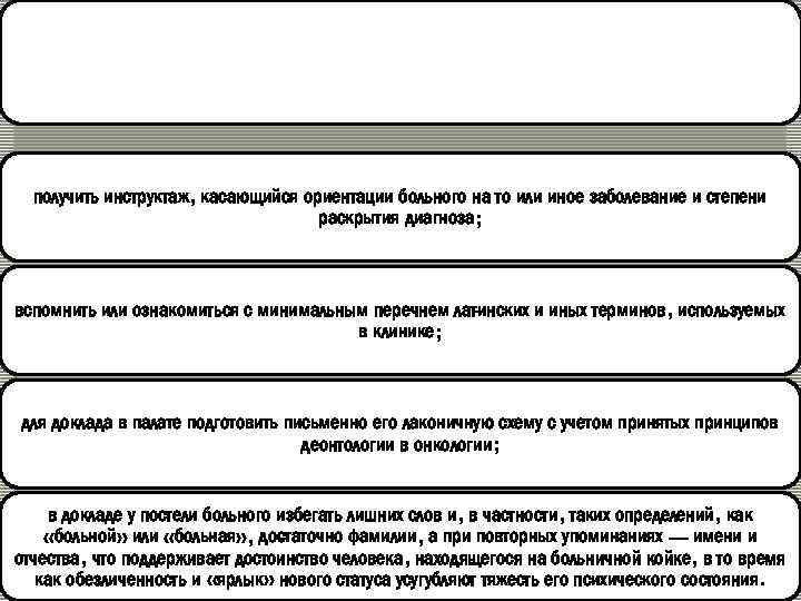 Медицинским работникам также необходимо ознакомиться с нюансами деонтологии в онкологии, и прежде чем приступить