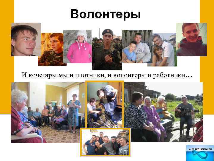 Волонтеры И кочегары мы и плотники, и волонтеры и работники… АНО ДСУ «Благолетие 
