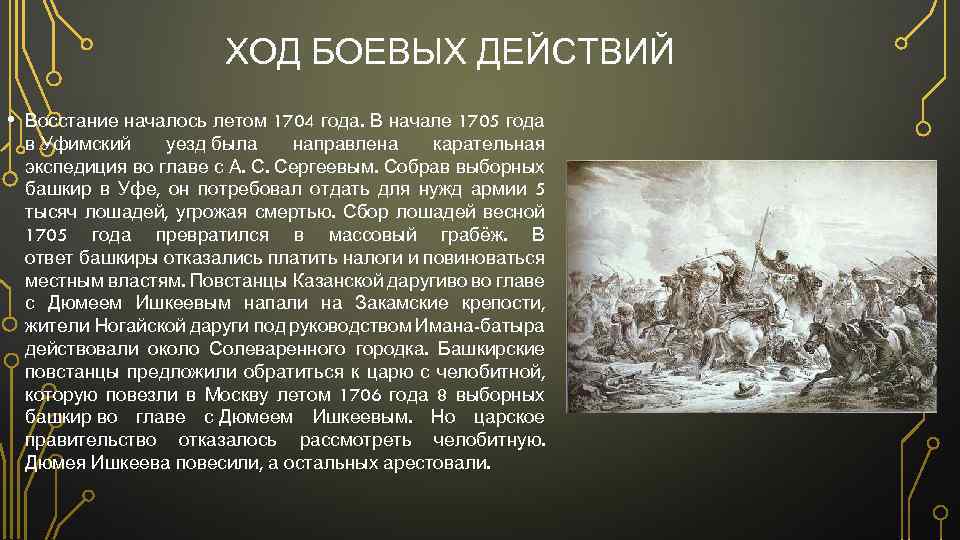 ХОД БОЕВЫХ ДЕЙСТВИЙ • Восстание началось летом 1704 года. В начале 1705 года в
