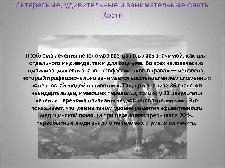 Интересные, удивительные и занимательные факты Кости Проблема лечения переломов всегда являлась значимой, как для