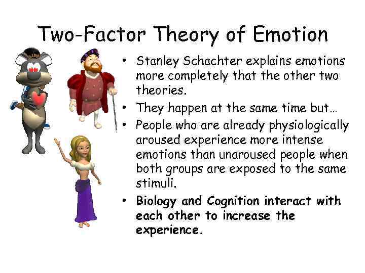 Two-Factor Theory of Emotion • Stanley Schachter explains emotions more completely that the other