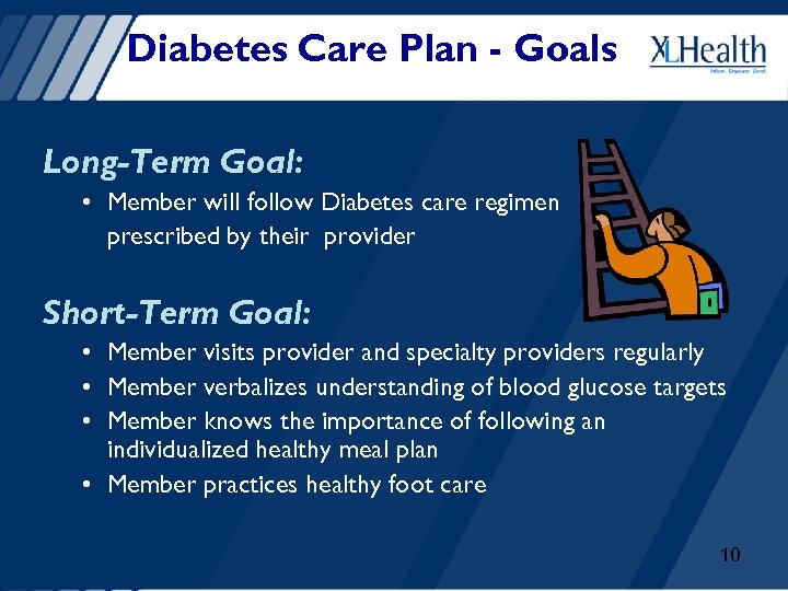 Diabetes Care Plan - Goals Long-Term Goal: • Member will follow Diabetes care regimen