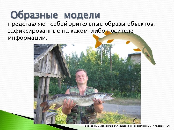 Образные модели представляют собой зрительные образы объектов, зафиксированные на каком-либо носителе информации. Босова Л.