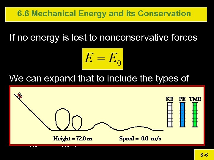 6. 6 Mechanical Energy and its Conservation If no energy is lost to nonconservative