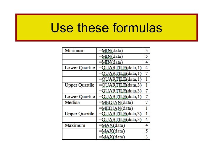 Use these formulas 