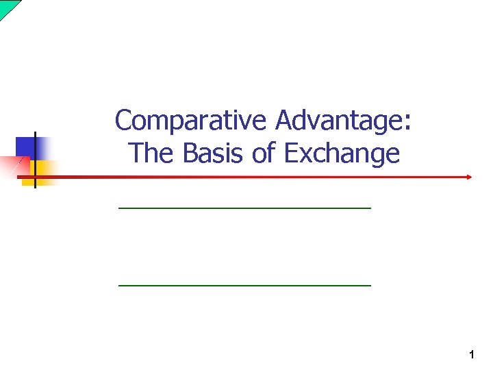 Comparative Advantage: The Basis of Exchange 1 