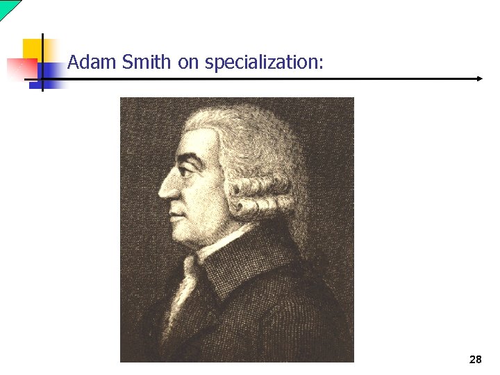 Adam Smith on specialization: 28 