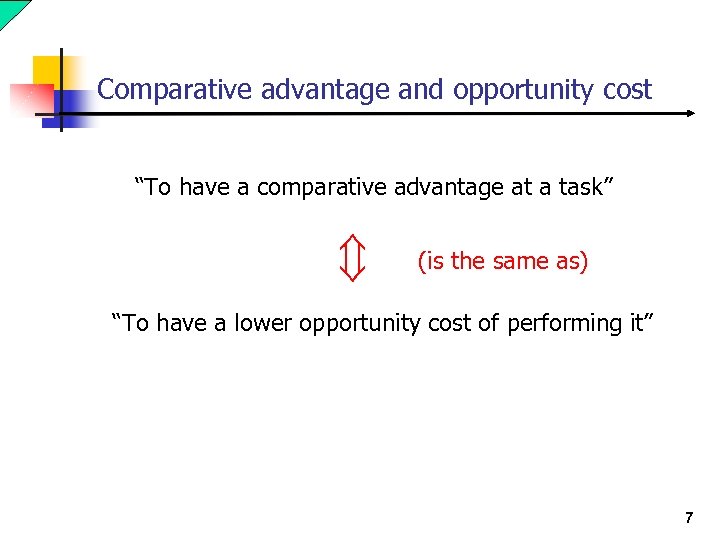 Comparative advantage and opportunity cost “To have a comparative advantage at a task” (is