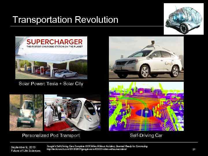 Transportation Revolution Solar Power: Tesla + Solar City Personalized Pod Transport September 9, 2013