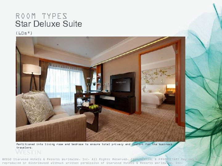 ROOM TYPES Star Deluxe Suite (60 m²) Partitioned into living room and bedroom to