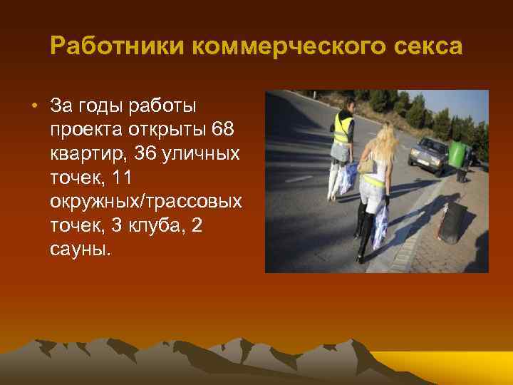 Работники коммерческого секса • За годы работы проекта открыты 68 квартир, 36 уличных точек,