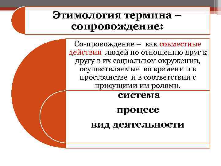 Этимология термина – сопровождение: Со-провождение – как совместные действия людей по отношению друг к