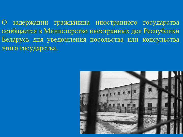 О задержании гражданина иностранного государства сообщается в Министерство иностранных дел Республики Беларусь для уведомления