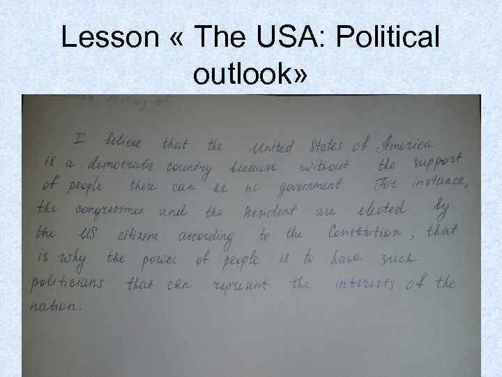 Lesson « The USA: Political outlook» 