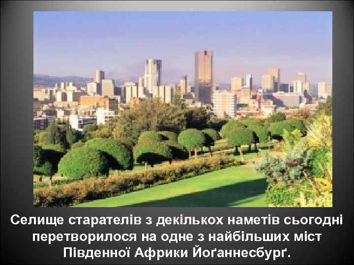 Селище старателів з декількох наметів сьогодні перетворилося на одне з найбільших міст Південної Африки
