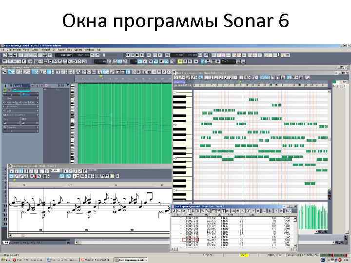 Окна программы Sonar 6 