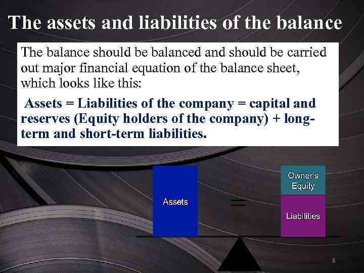 The assets and liabilities of the balance The balance should be balanced and should