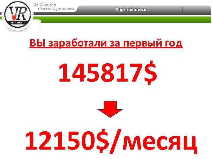 ВЫ заработали за первый год 145817$ 12150$/месяц 