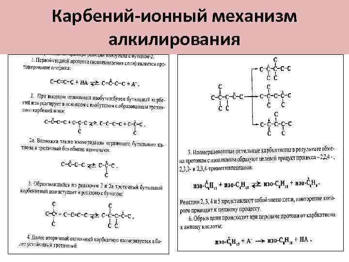 Карбений-ионный механизм алкилирования 