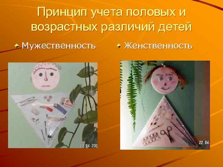 Принцип учета половых и возрастных различий детей Мужественность Женственность 